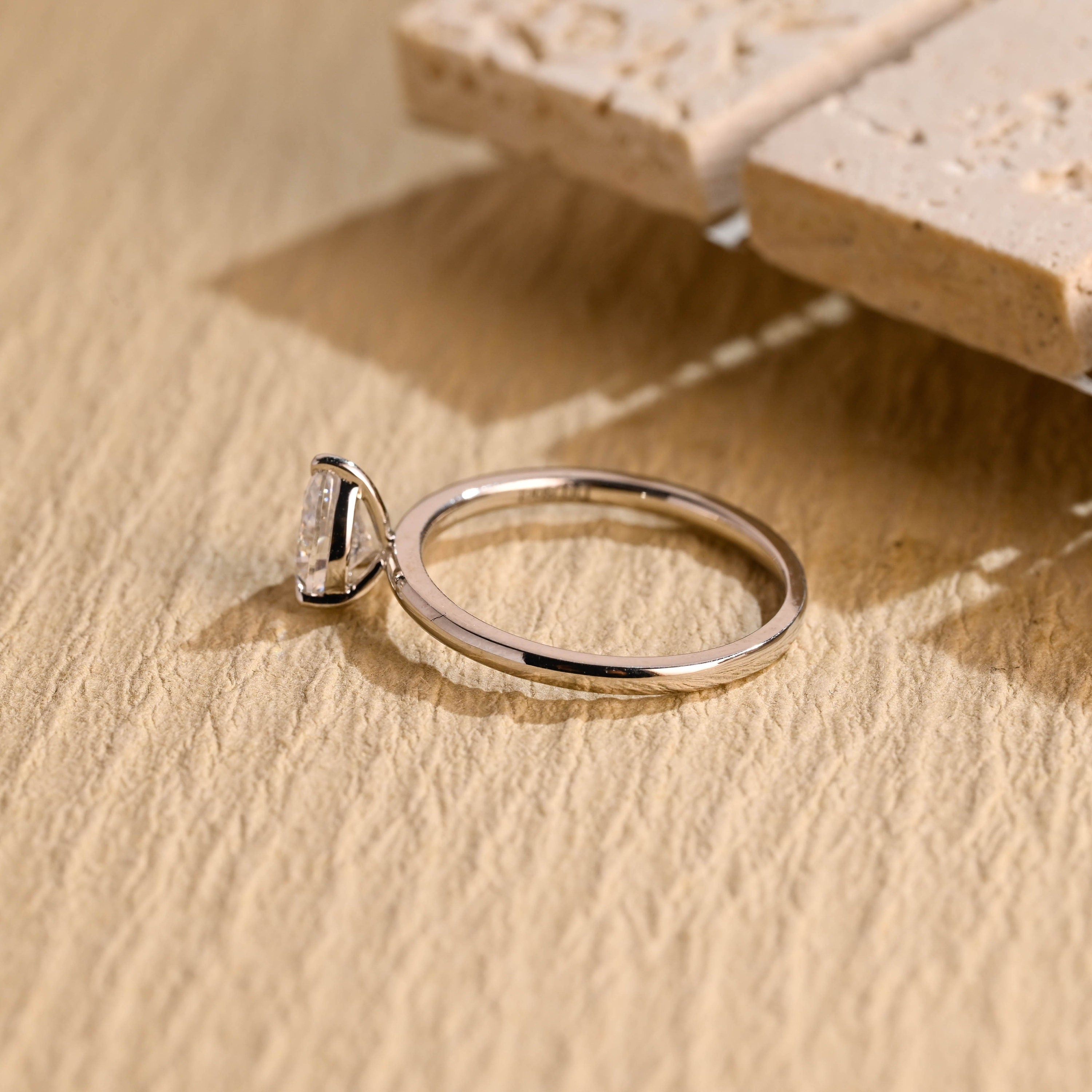 pear solitaire engagement ring moissanite USA