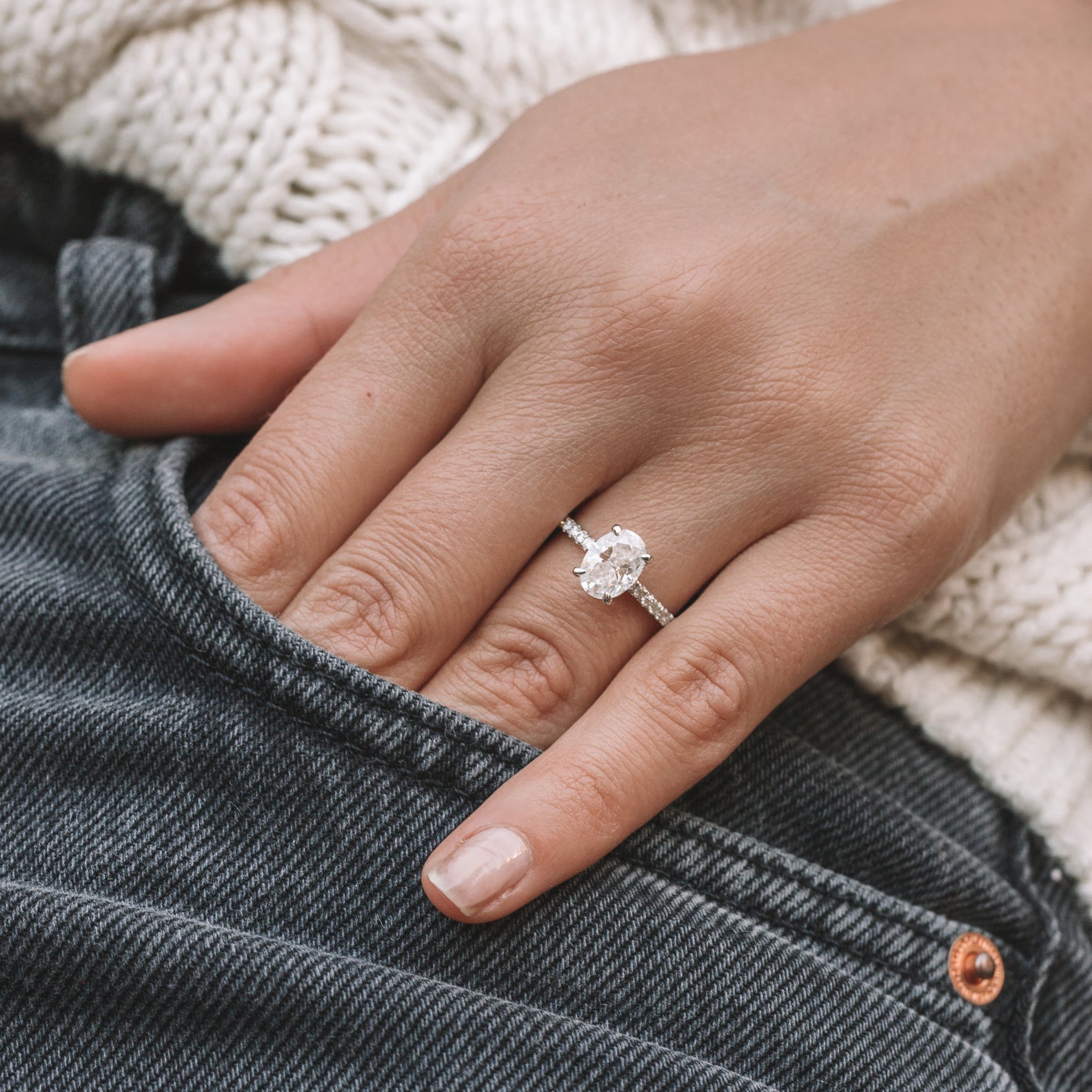 14K White Gold Moissanite Ring