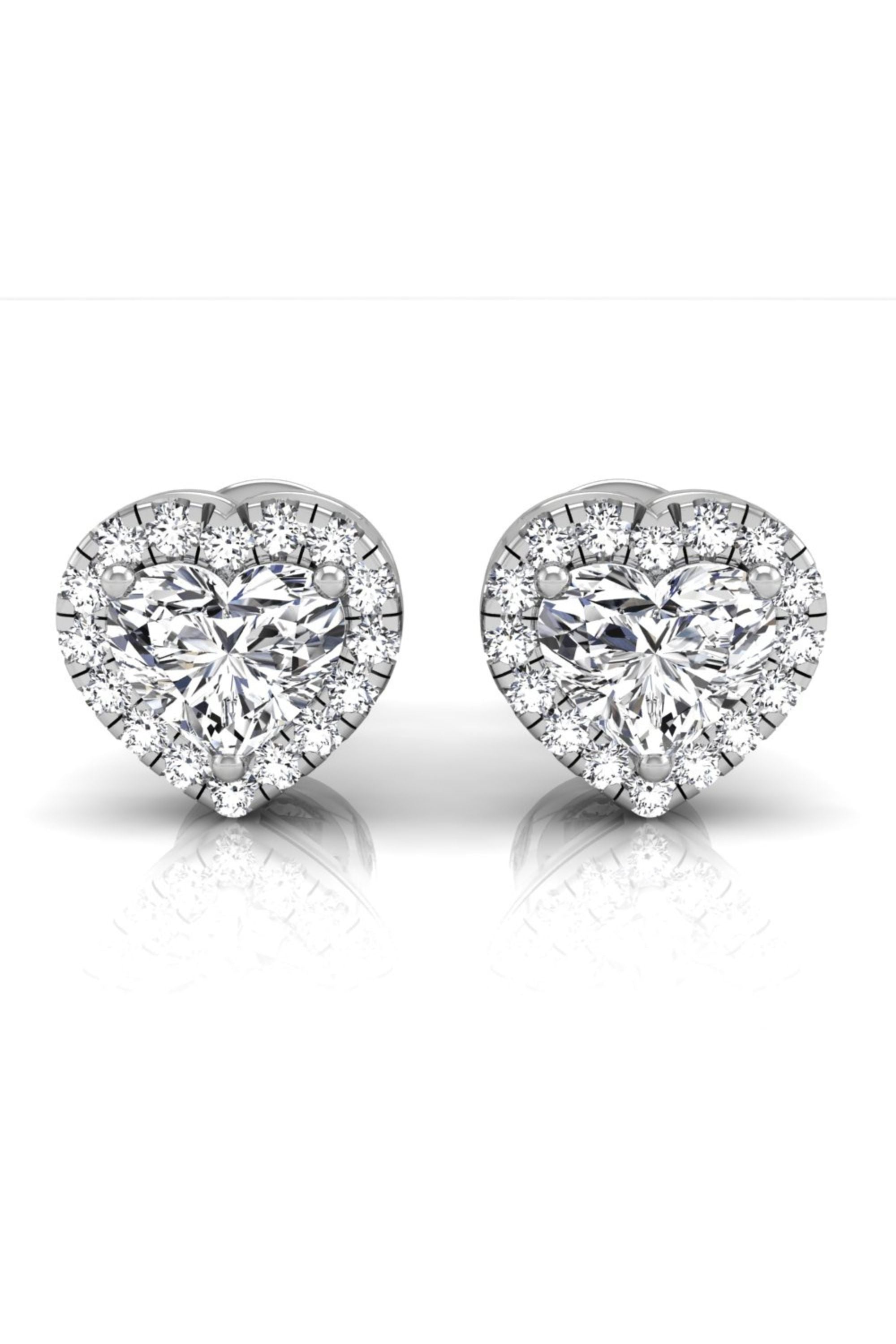 Heart Cut Moissanite Diamond Halo Stud Earrings for Women