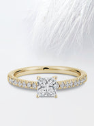 Princess Diamond Pave Moissanite Engagement Ring For Women