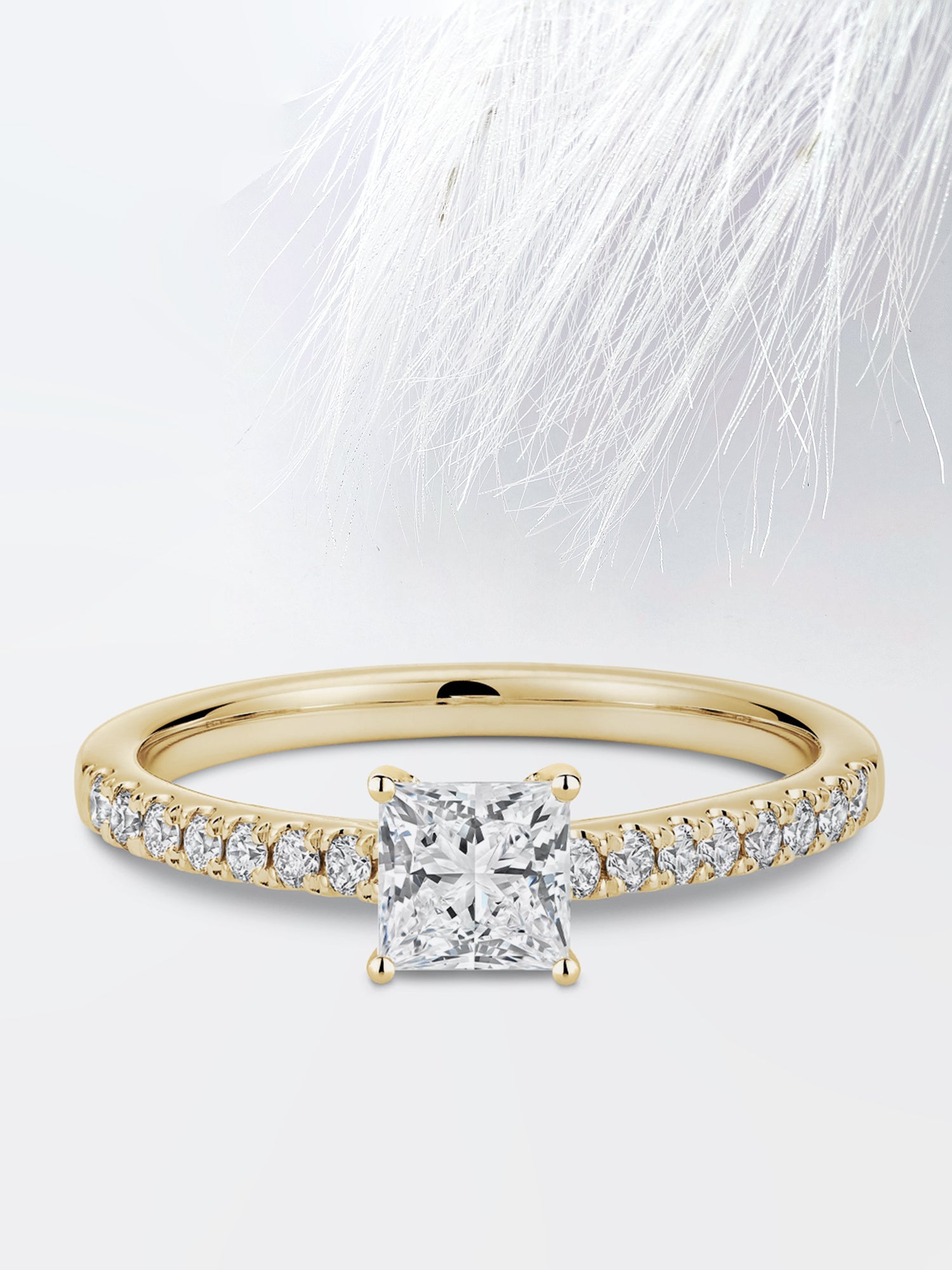 Princess Diamond Pave Moissanite Engagement Ring For Women