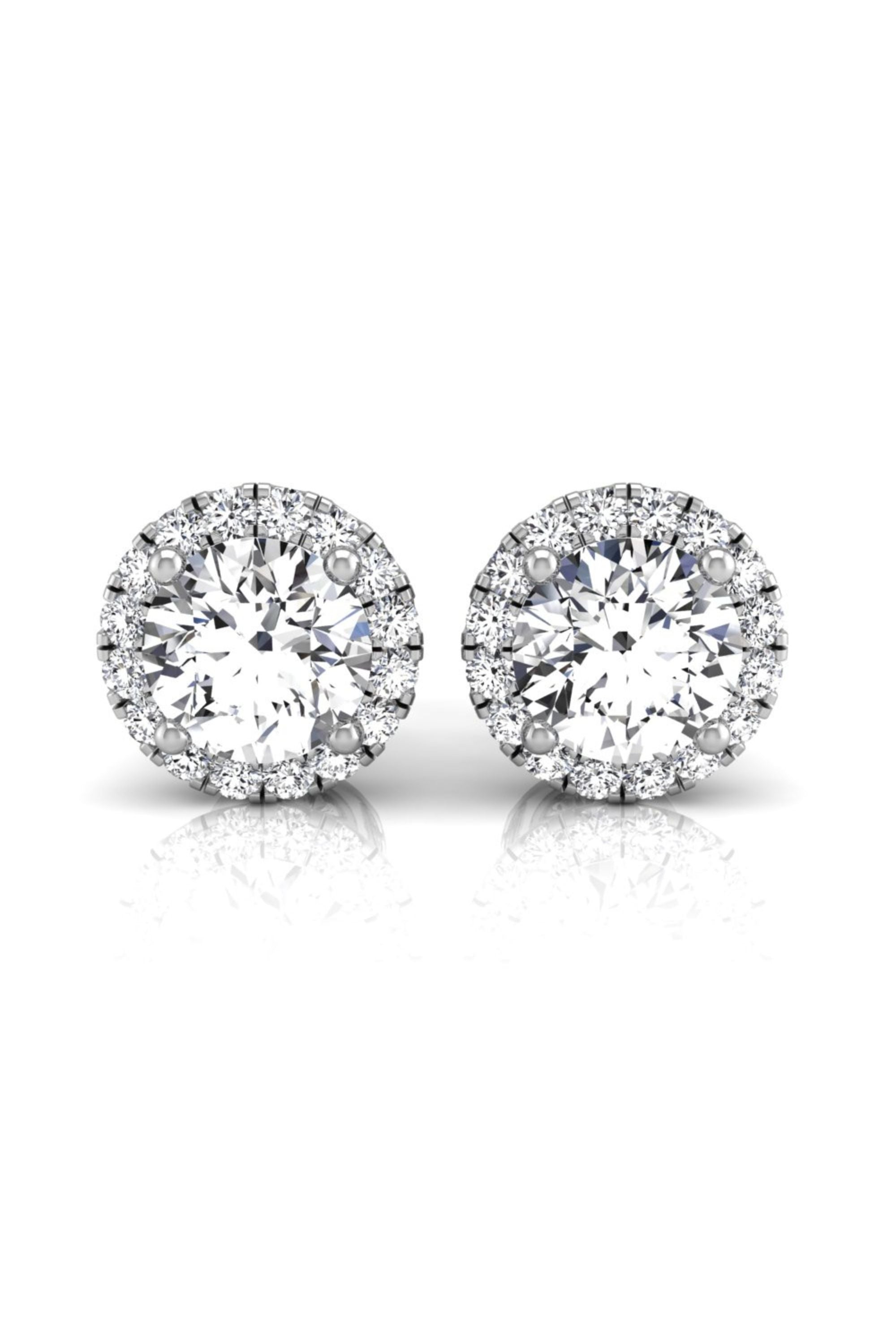 Round Cut Moissanite Halo Diamond Stud Earrings for Her