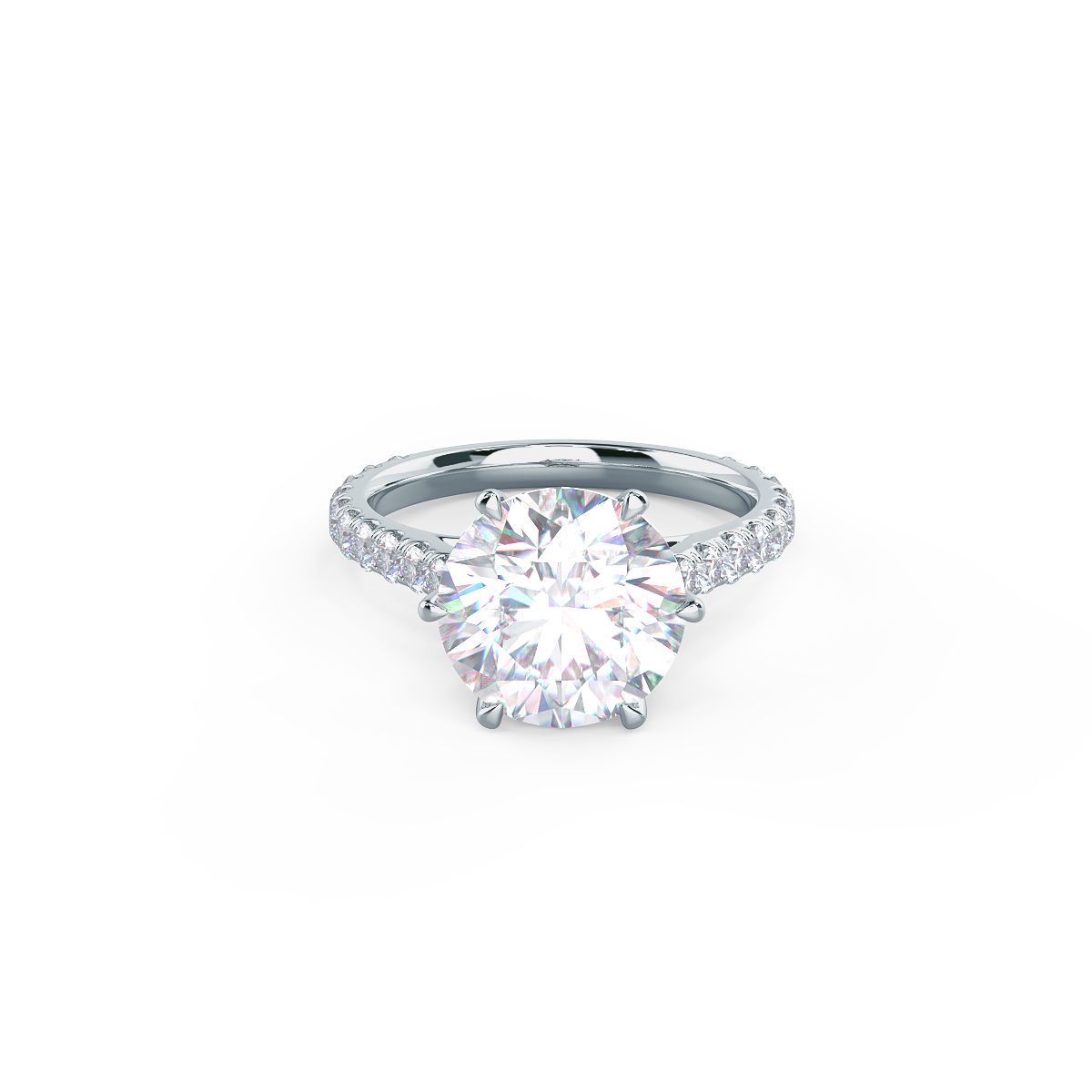 2.25CT Round Six Prong Moissanite Diamond Pave Engagement Ring For Women
