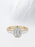Emerald Cut Moissanite Halo Diamond Engagement Ring For Women