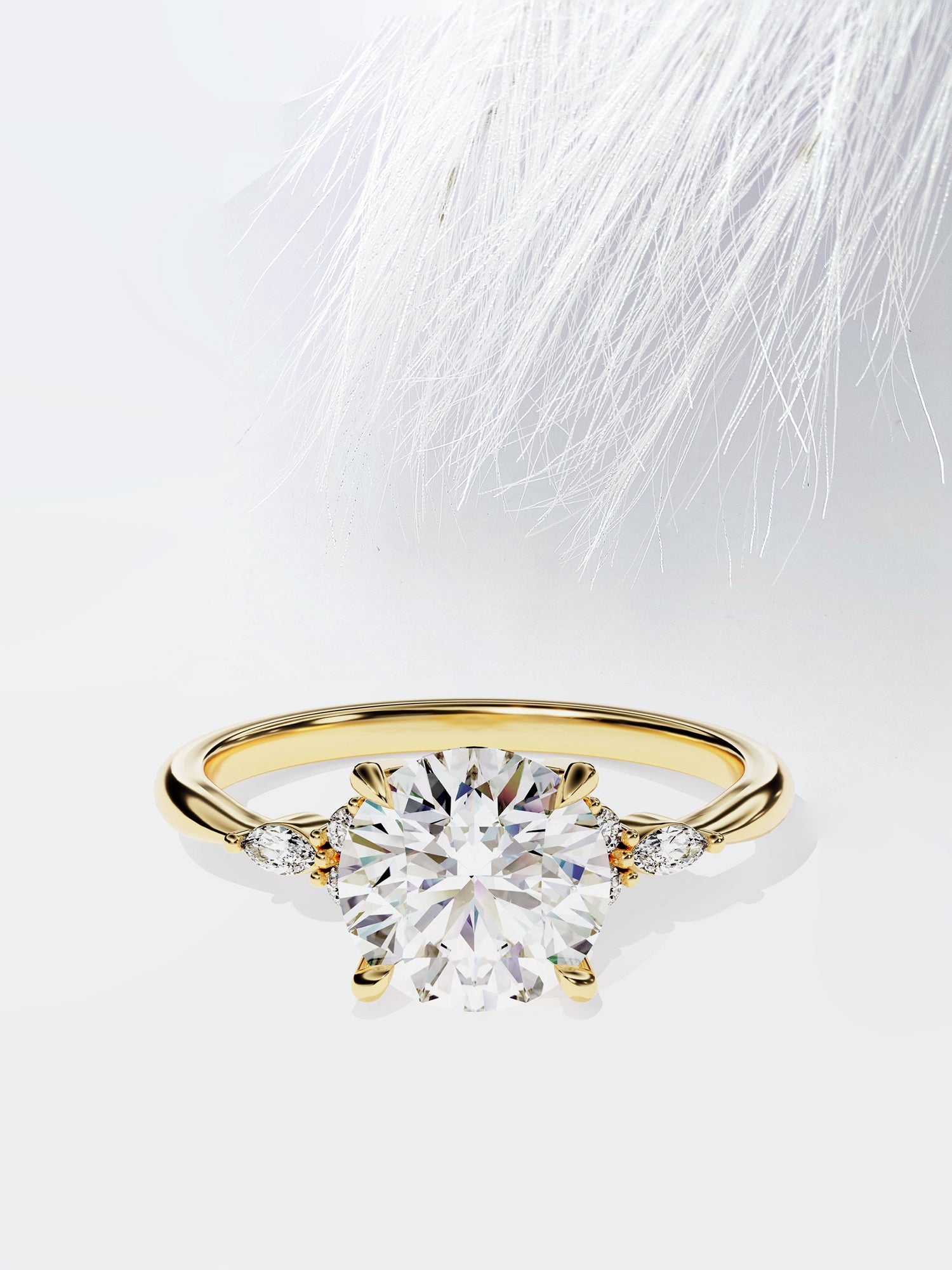 Round Cut Diamond Cluster Moissanite Engagement Ring