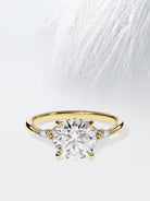 Round Cut Diamond Cluster Moissanite Engagement Ring