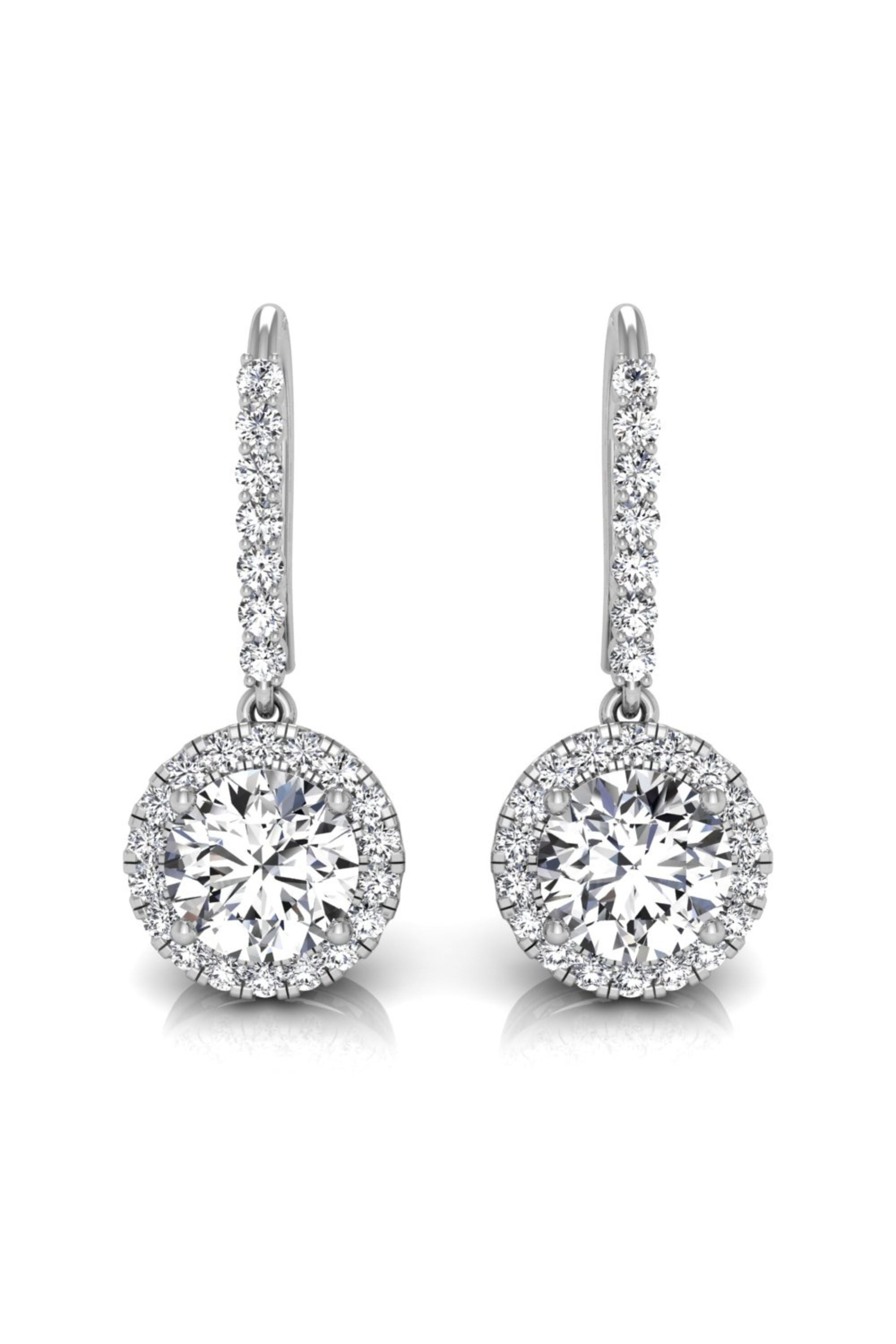 Round Cut Diamond Moissanite Drop Earrings for Her