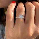 1.0CT Round Pave Moissanite Diamond Hidden Halo Engagement Ring