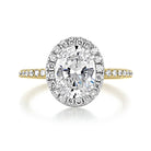 1.93CT Oval Halo Moissanite Diamond Two Tone Engagement Ring