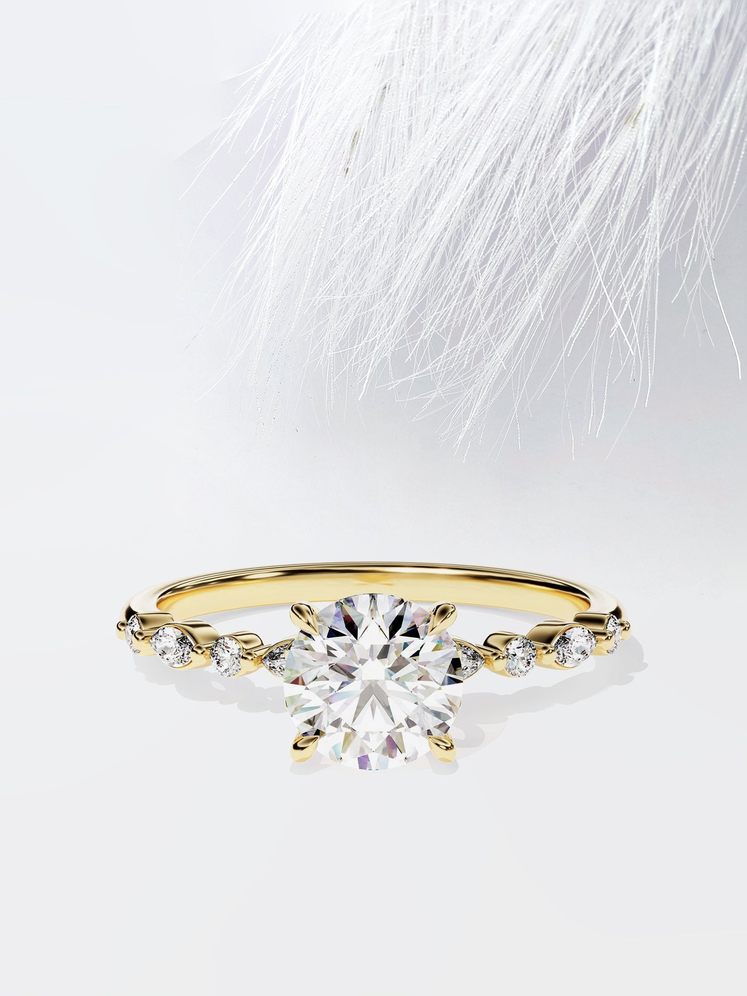 Round Cut Diamond Petite Pave Moissanite Engagement Ring For Women