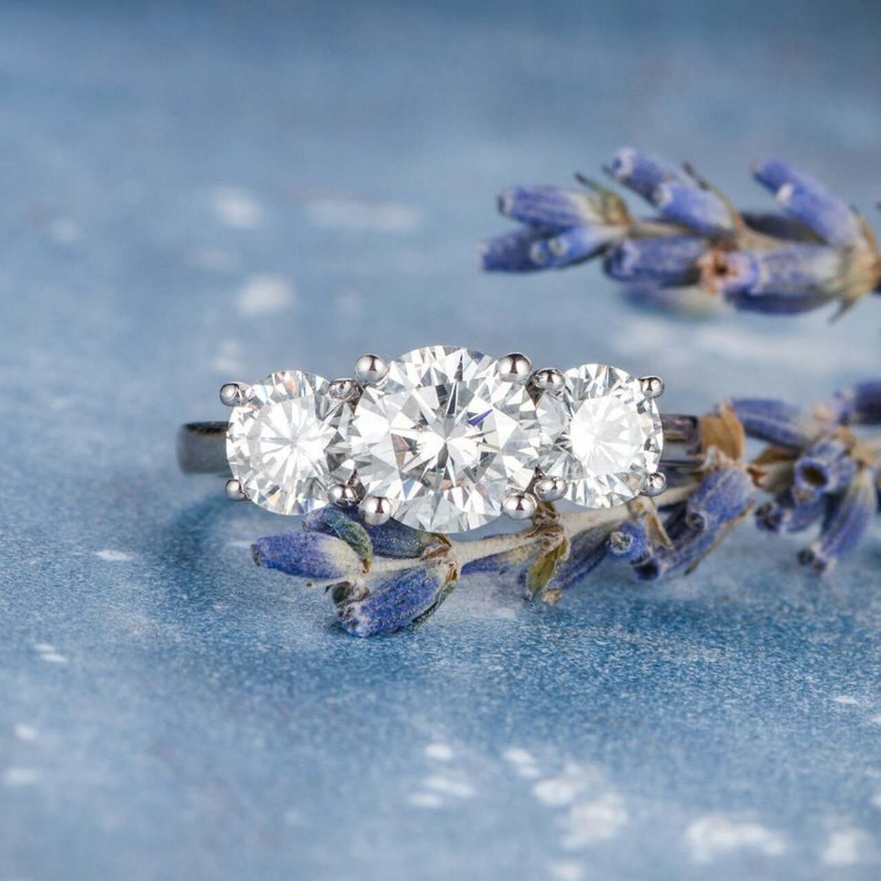 1.0CT Three Stone Round Moissanite Diamond Solitaire Engagement Ring For Women 