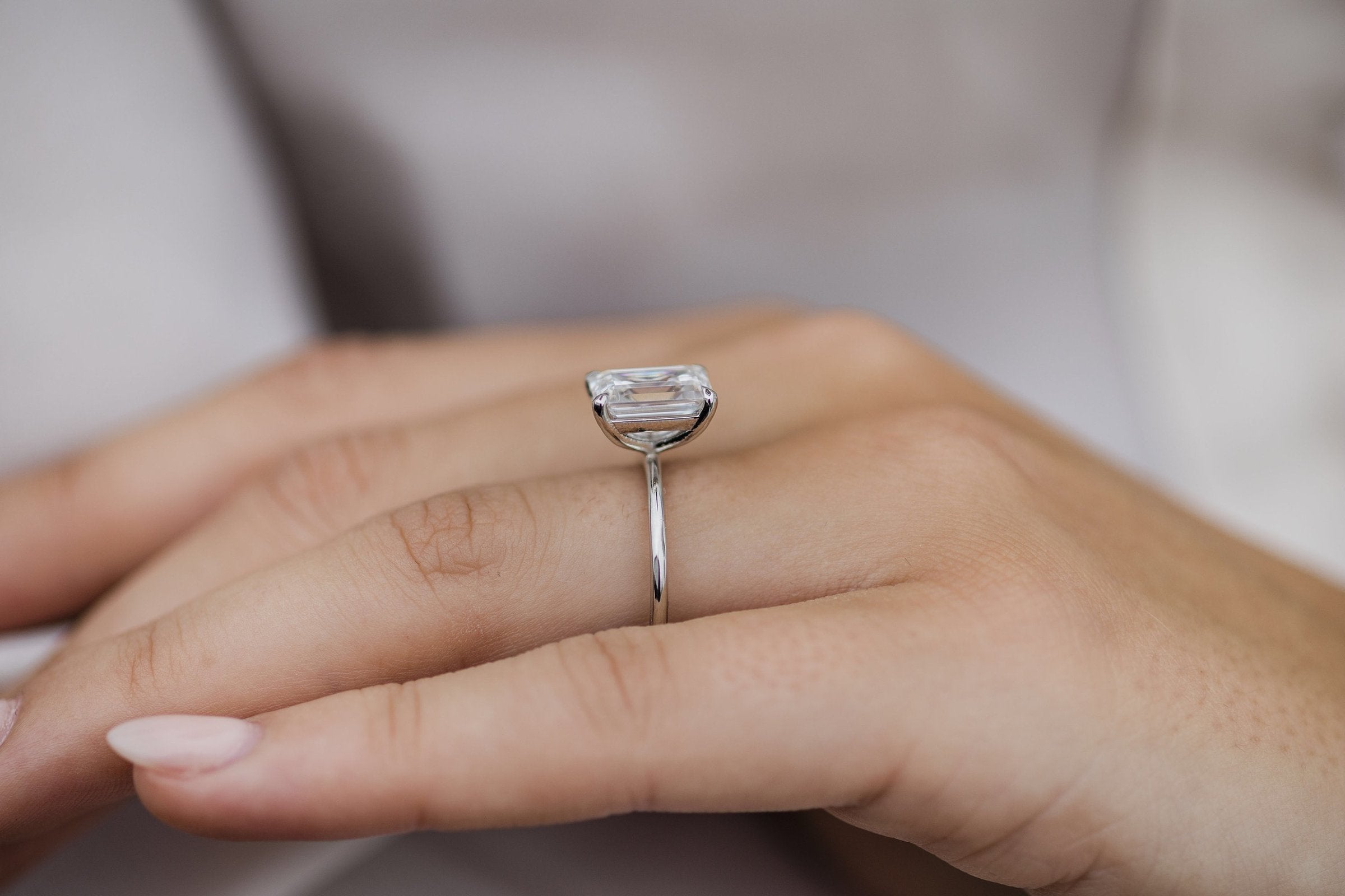 2.60CT Emerald Cut Moissanite Solitaire Engagement Ring