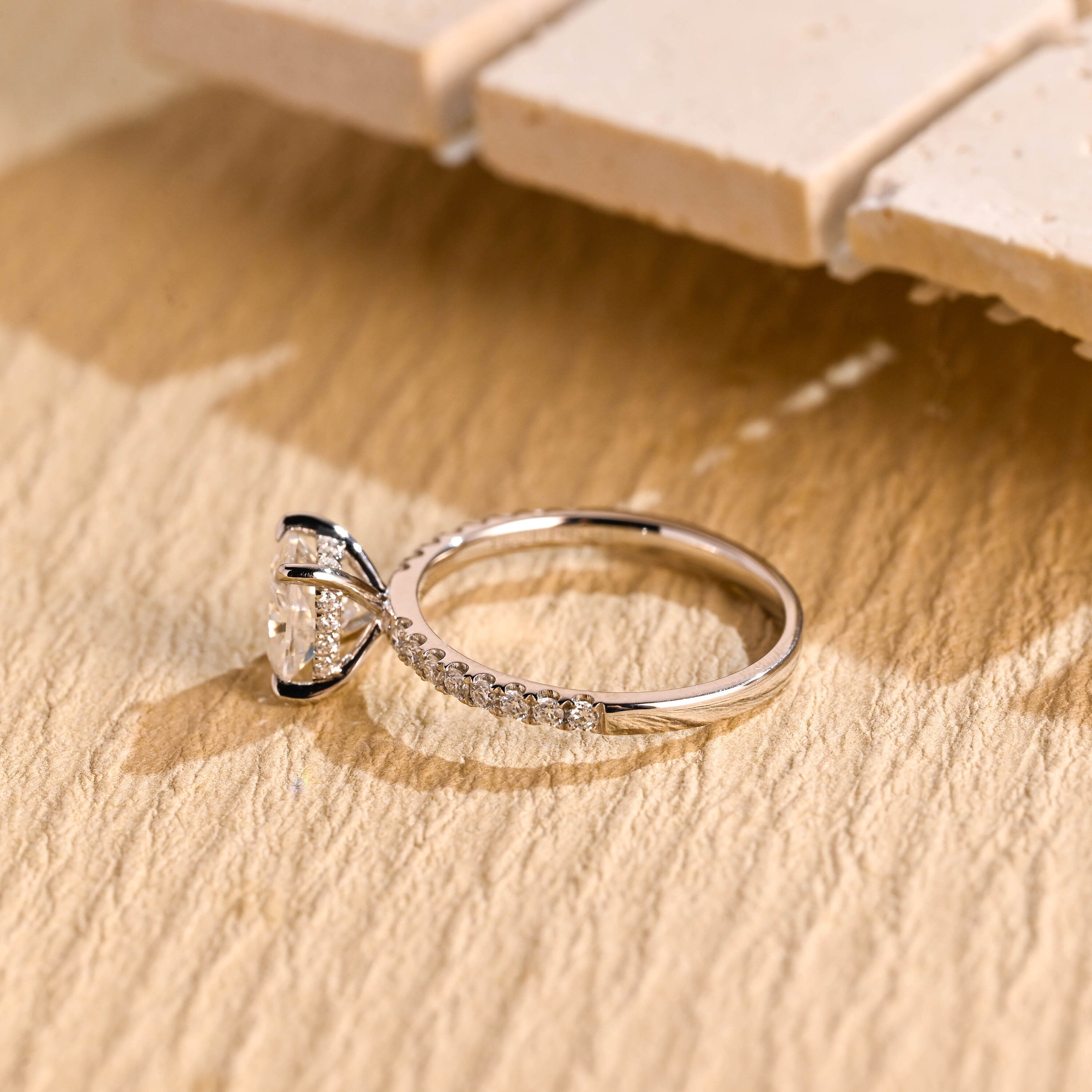 1 Carat Cushion Moissanite Engagement Ring