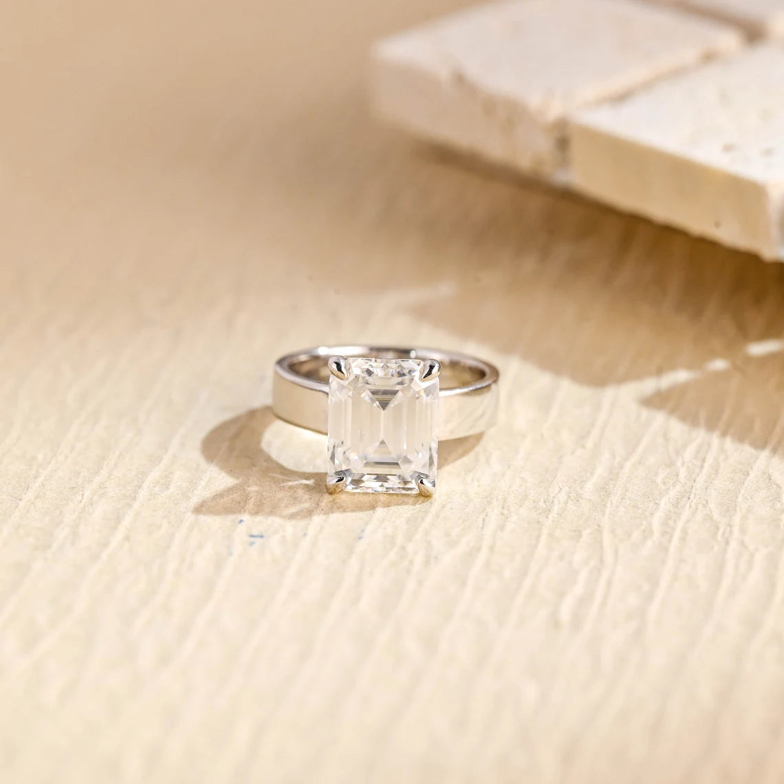 Emerald Cut Moissanite Ring