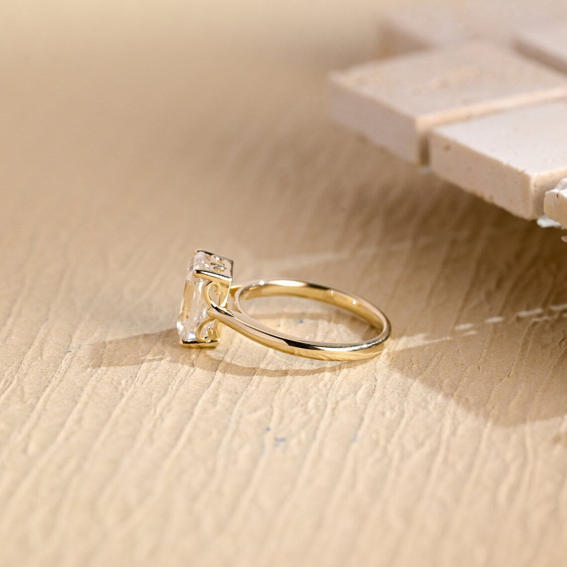 1 Carat Emerald Moissanite Engagement Ring