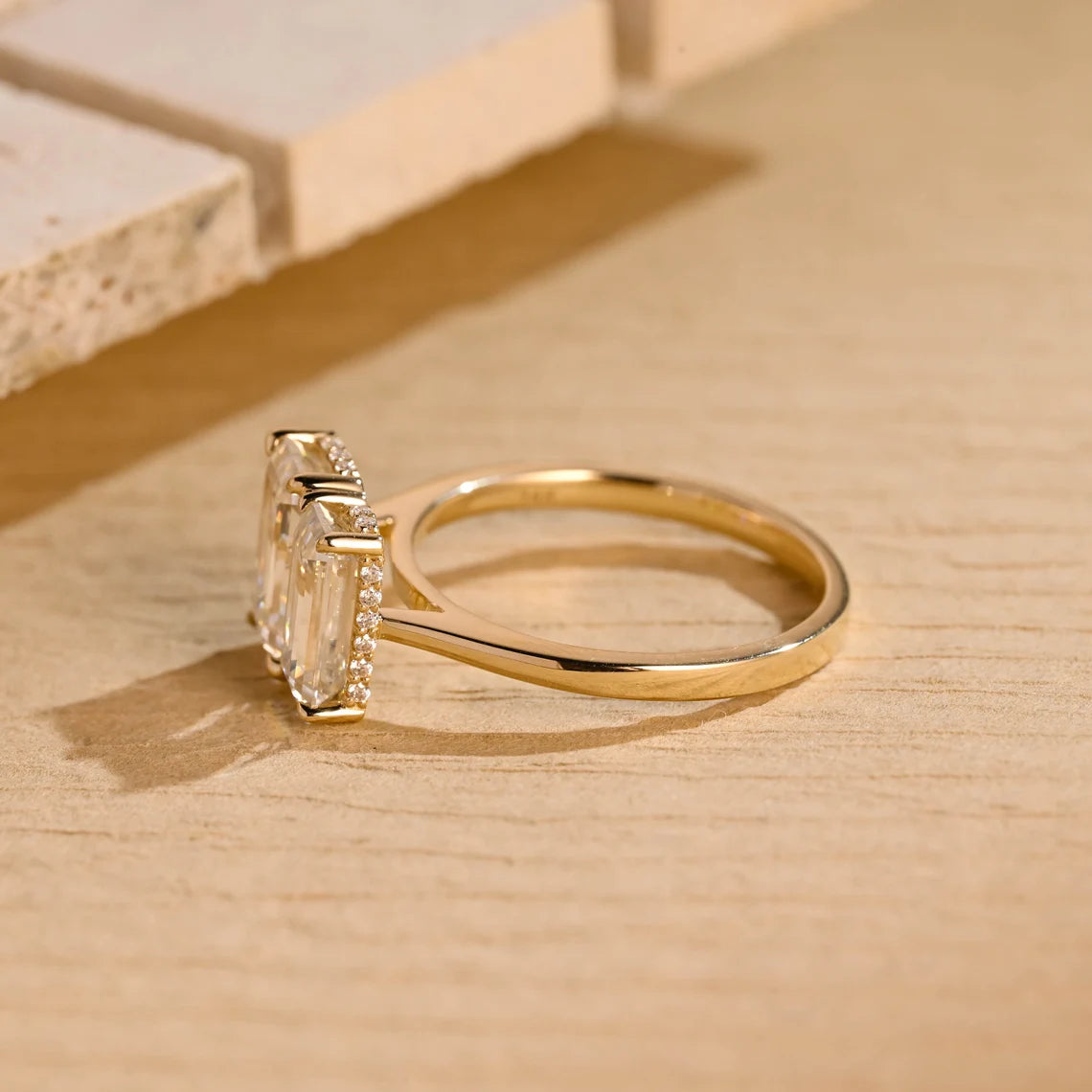 Emerald Cut Moissanite Ring