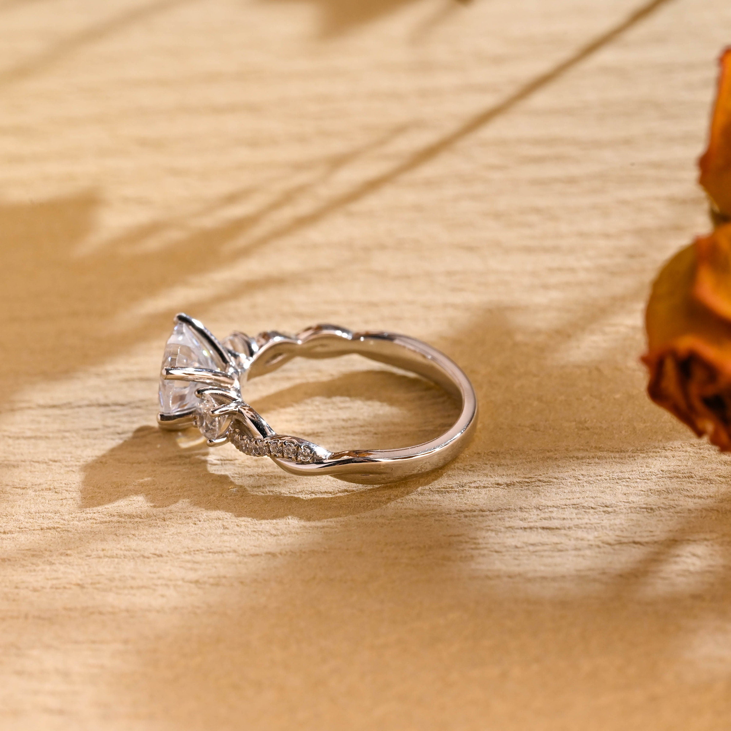 Heart Shaped Three Stone Ring