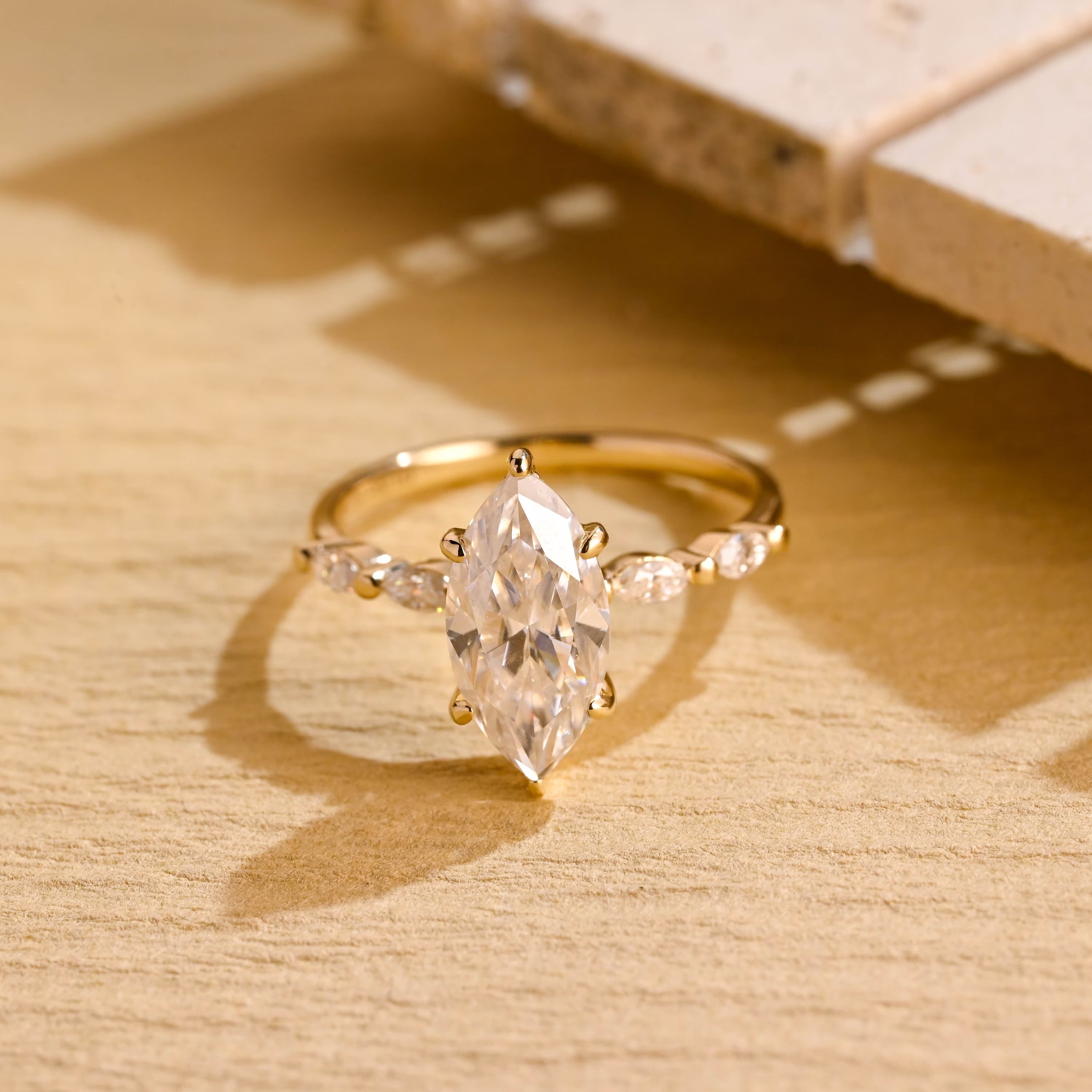 Marquise Cut Moissanite Engagement Ring