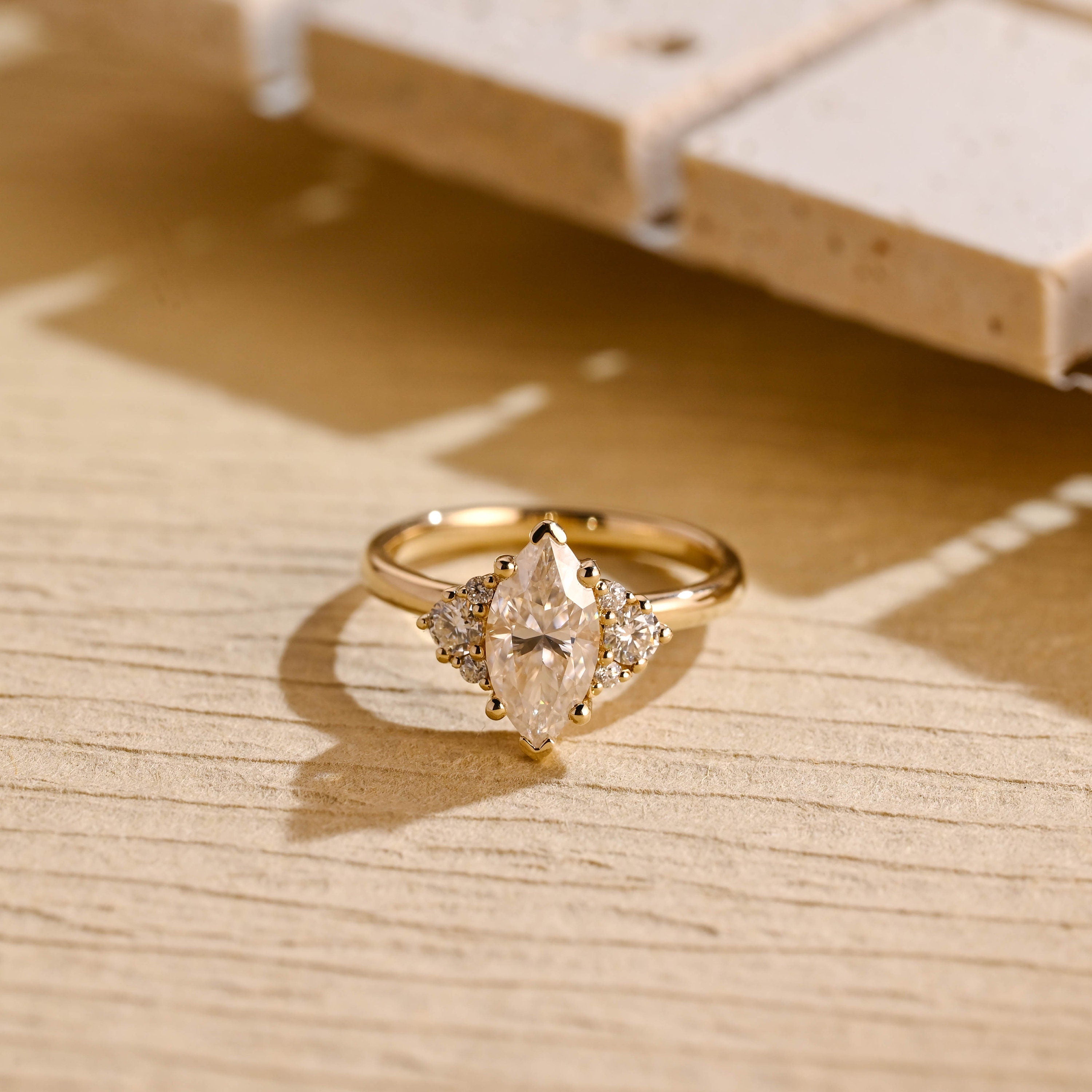 Marquise Cut Moissanite Engagement Ring