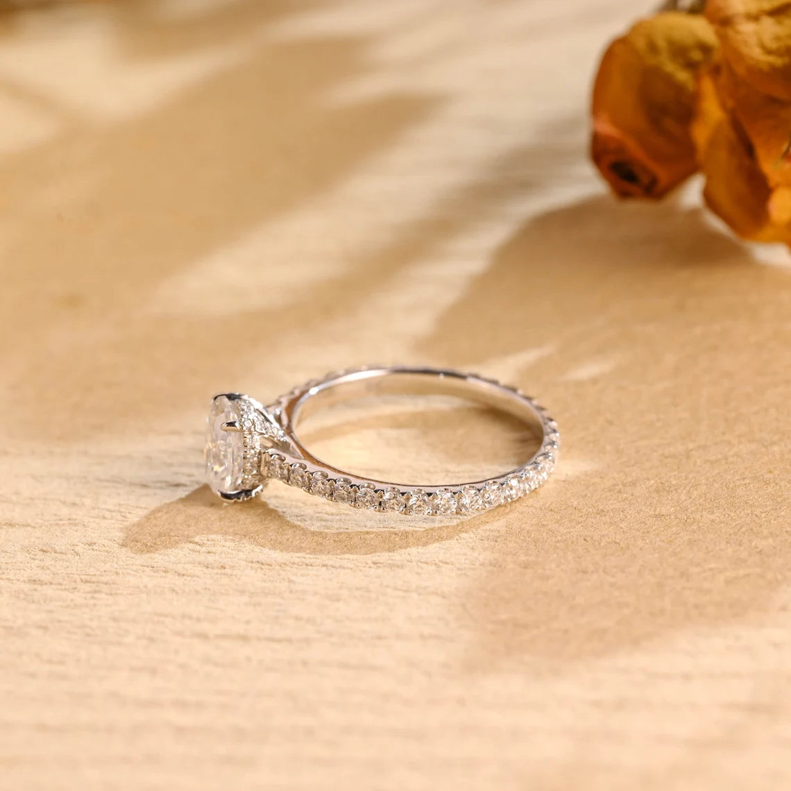 1 Carat Oval Moissanite Engagement Ring