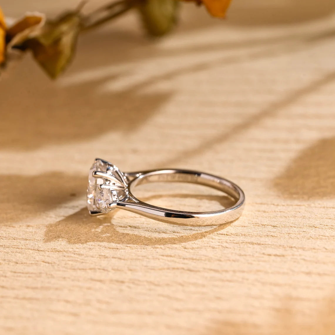 Oval Three Stone Moissanite Ring