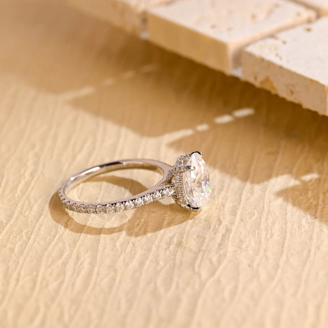 Oval Cut Hidden Halo Ring