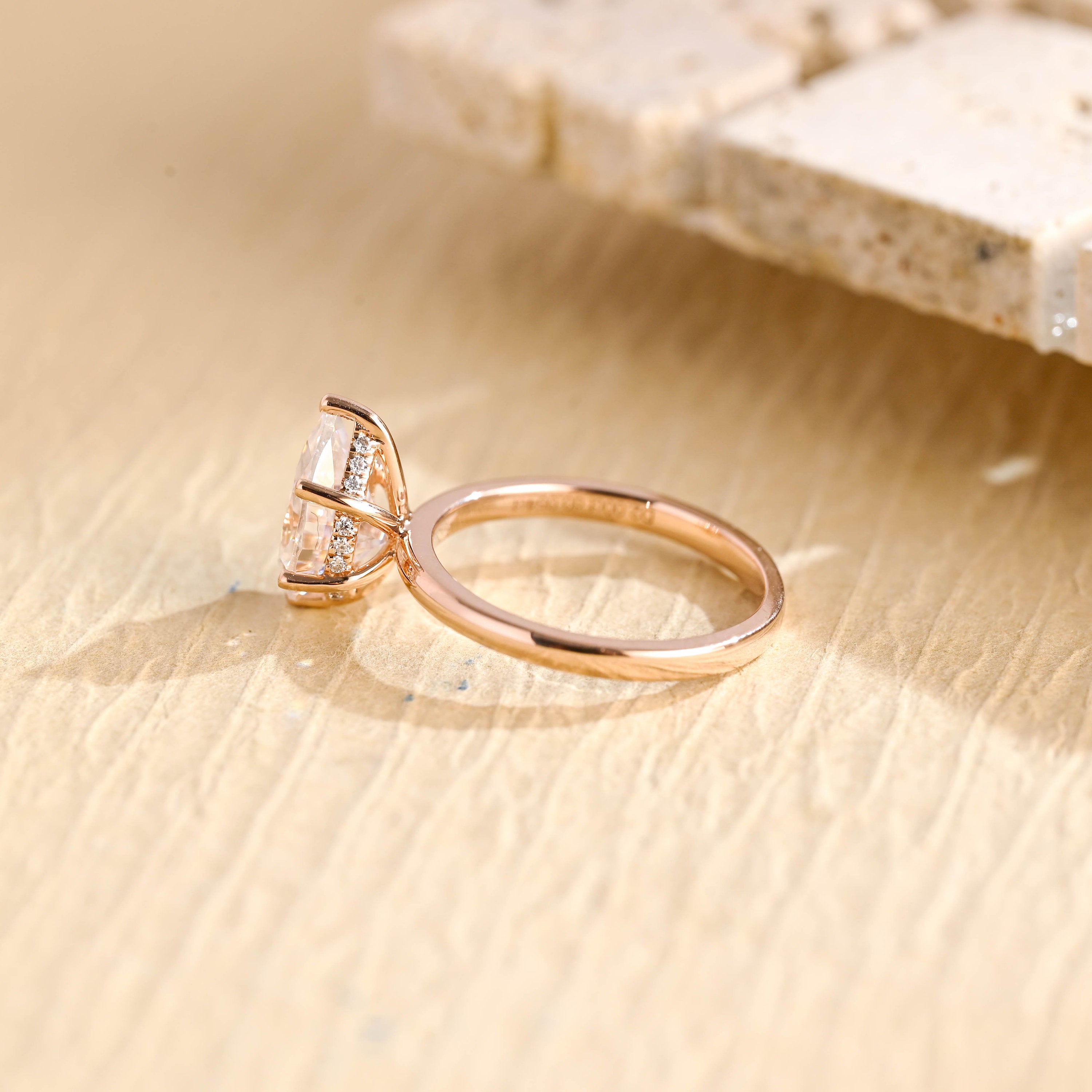 1 Carat Pear Moissanite Engagement Ring