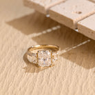 radiant cut cluster moissanite engagement ring