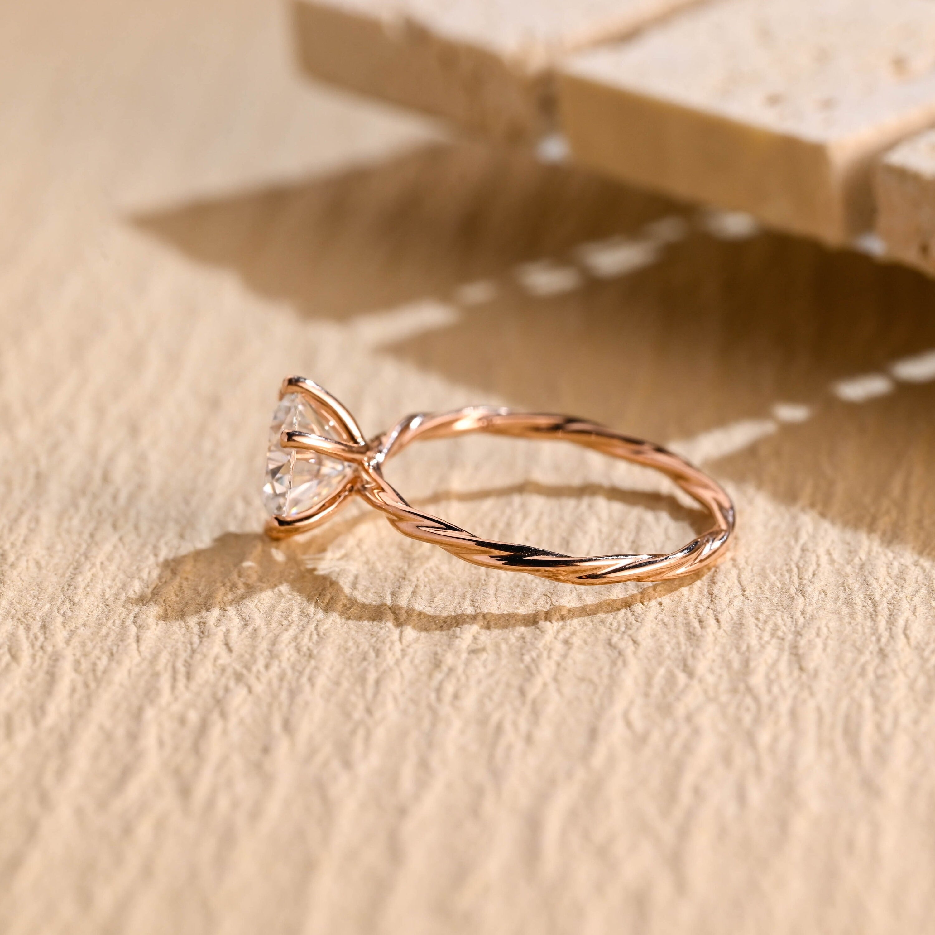 Round Cut Moissanite Engagement Ring
