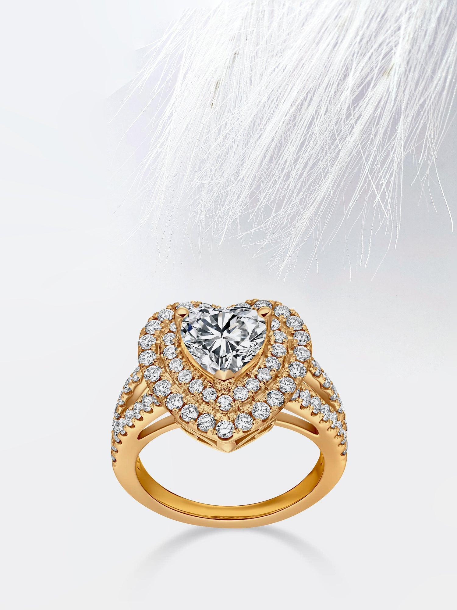 Heart Moissanite Double Halo Diamond Engagement Ring For Women