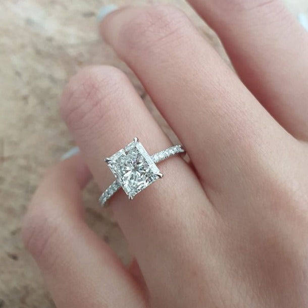 2 carat radiant cut moissanite ring