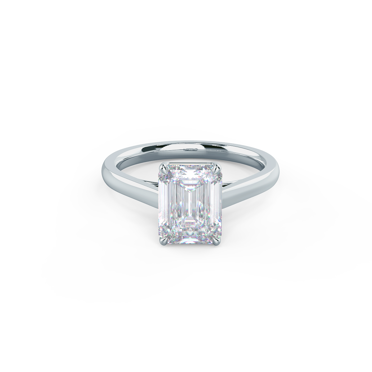 1.75ct Cathedral Set Emerald Cut Moissanite Diamond Solitaire Engagement Ring