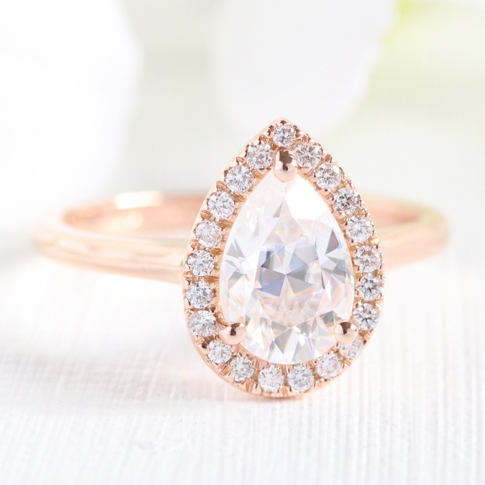 Moissanite wedding jewelry for winter wedding