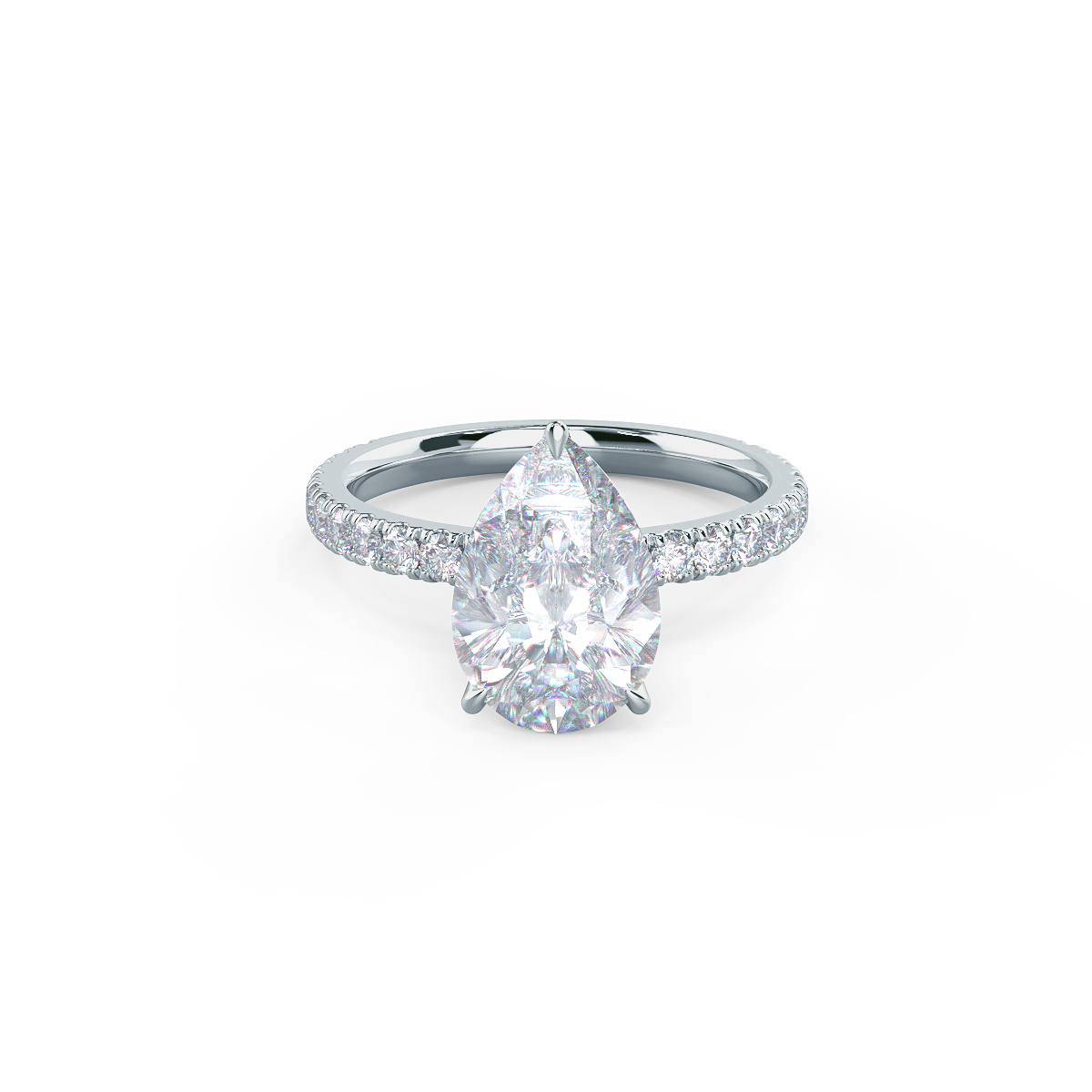 2.25CT Pear Hidden Halo Moissanite Diamond Pave Engagement Ring