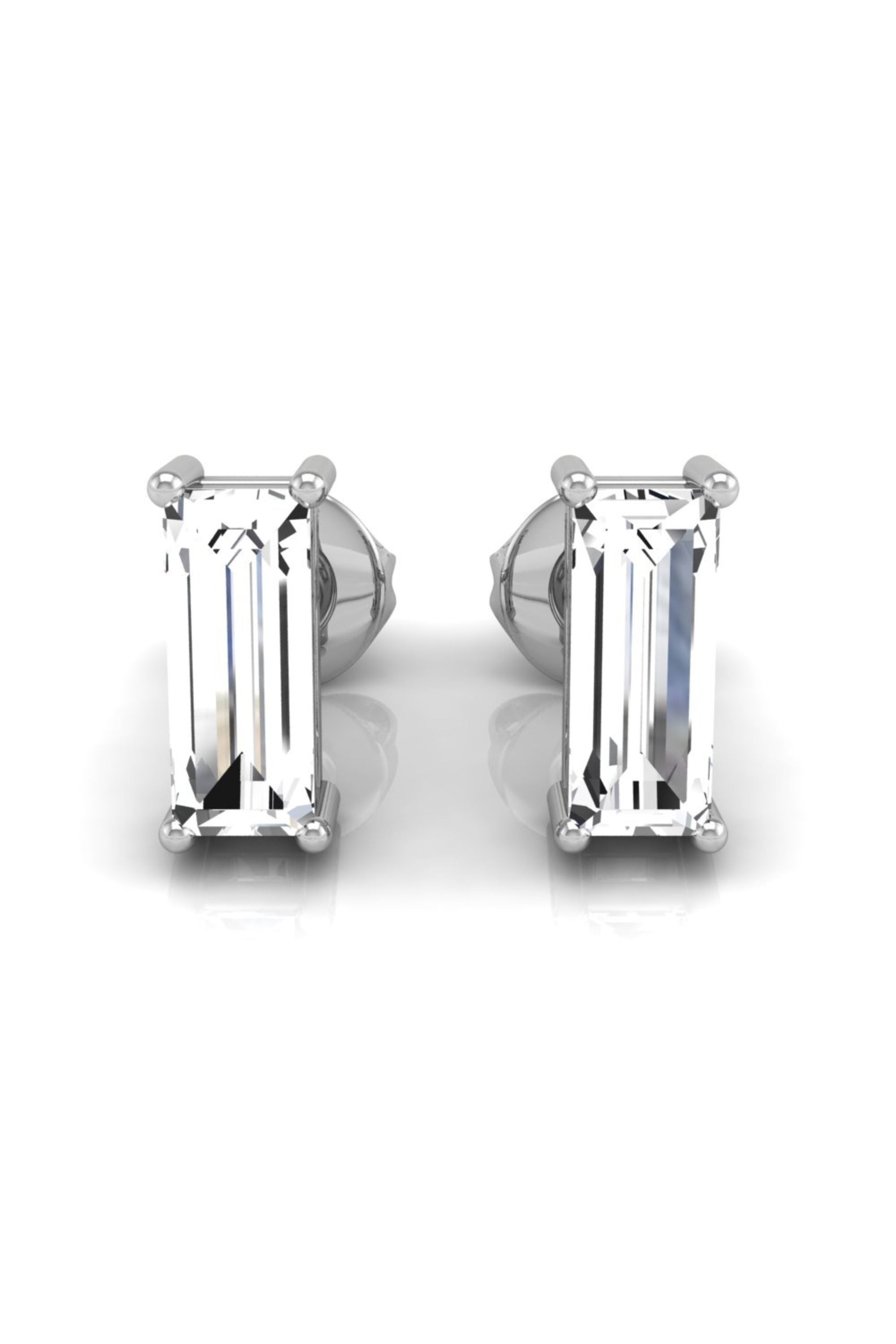 Baguette Cut Moissanite Diamond Stud Earrings for Her