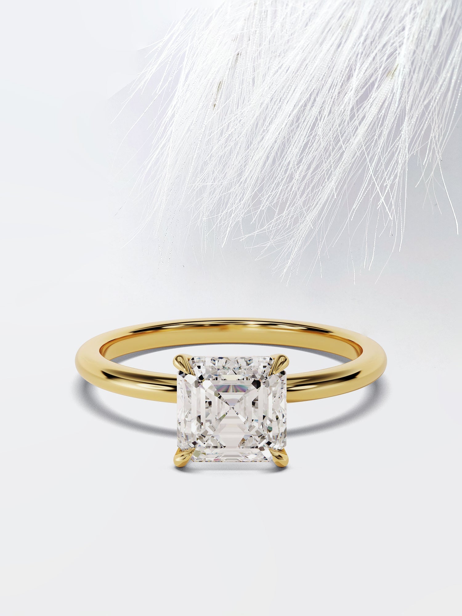 Asscher Cut Moissanite Solitaire Engagement Ring For Women