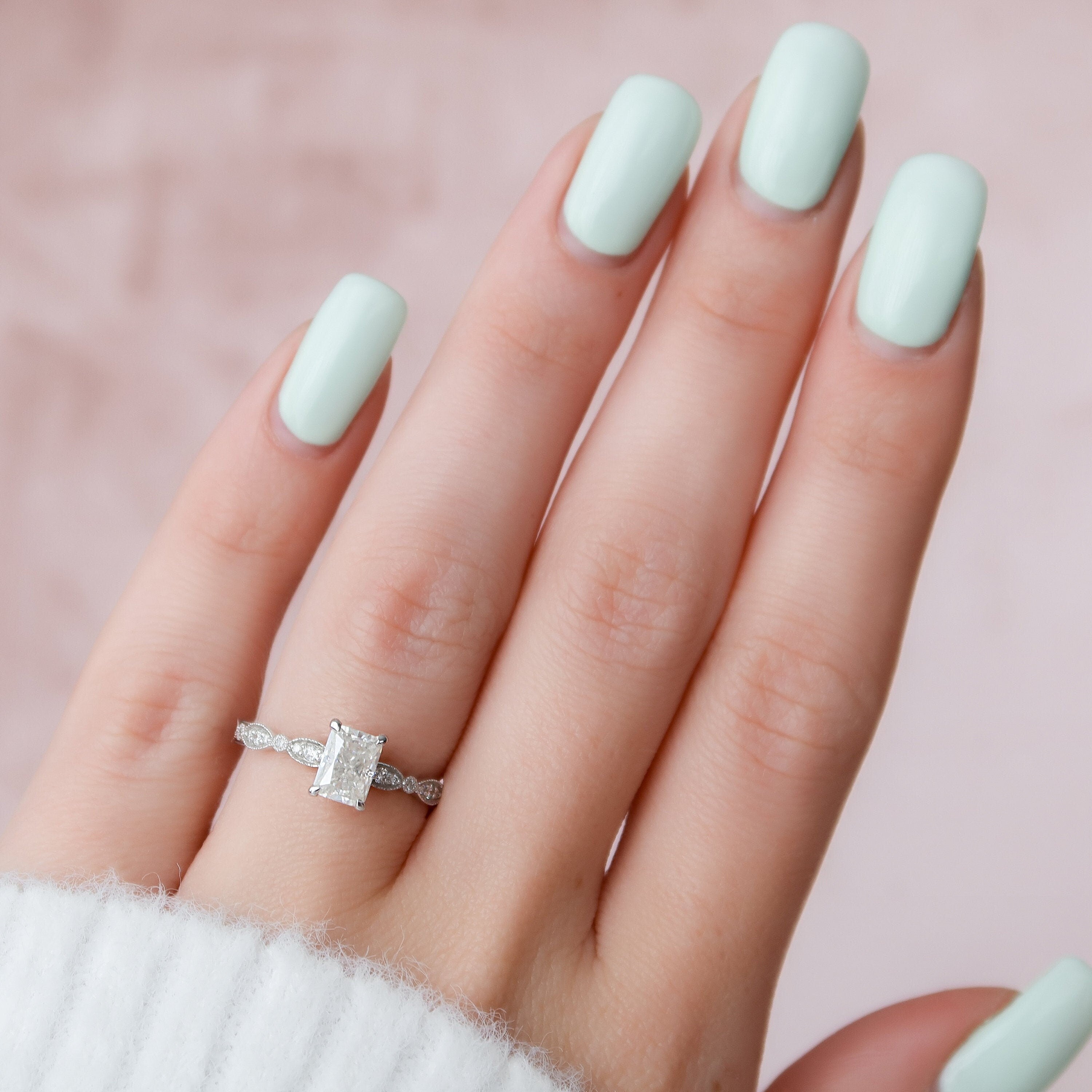 Radiant Cut Moissanite Engagement Ring