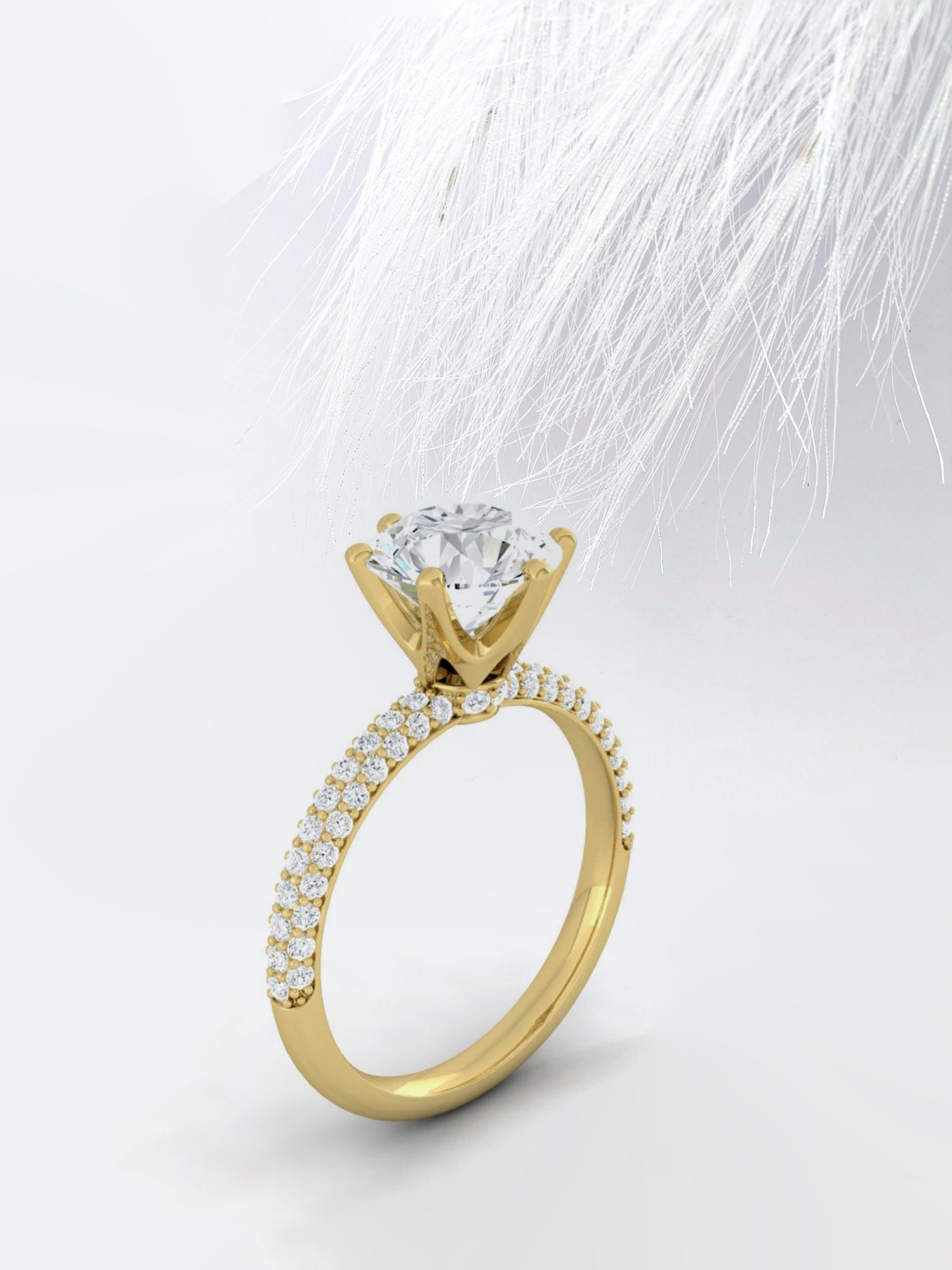 Round Cut Moissanite Pave Diamond Engagement Ring For Women