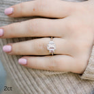  2.0CT Emerald Cut Moissanite Three Stone Diamond Engagement Ring