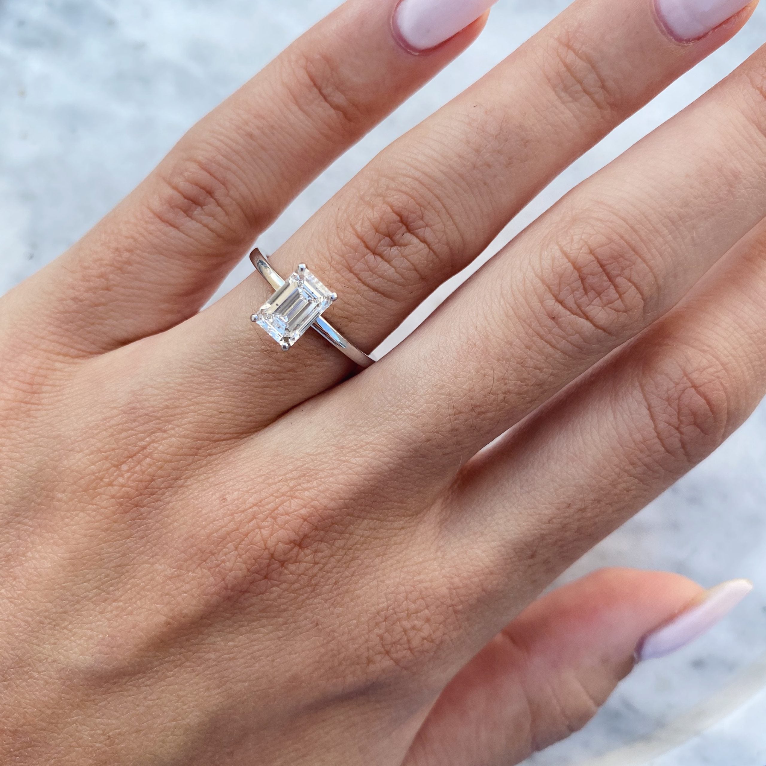 1.30CT Emerald Cut Hidden Halo Moissanite Diamond Solitaire Engagement Ring