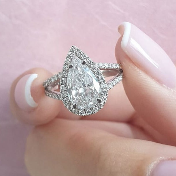 Pear Cut Moissanite Engagement Ring