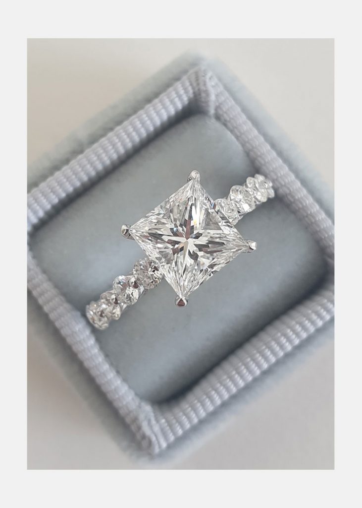 2.0CT Princess Cut Moissanite Ring