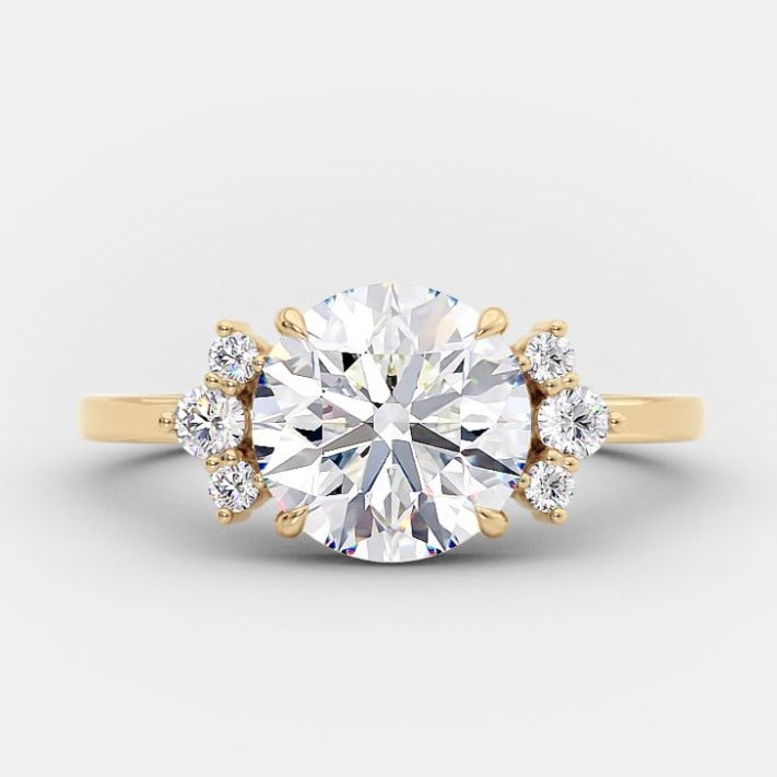 Round Moissanite Cluster Engagement Ring