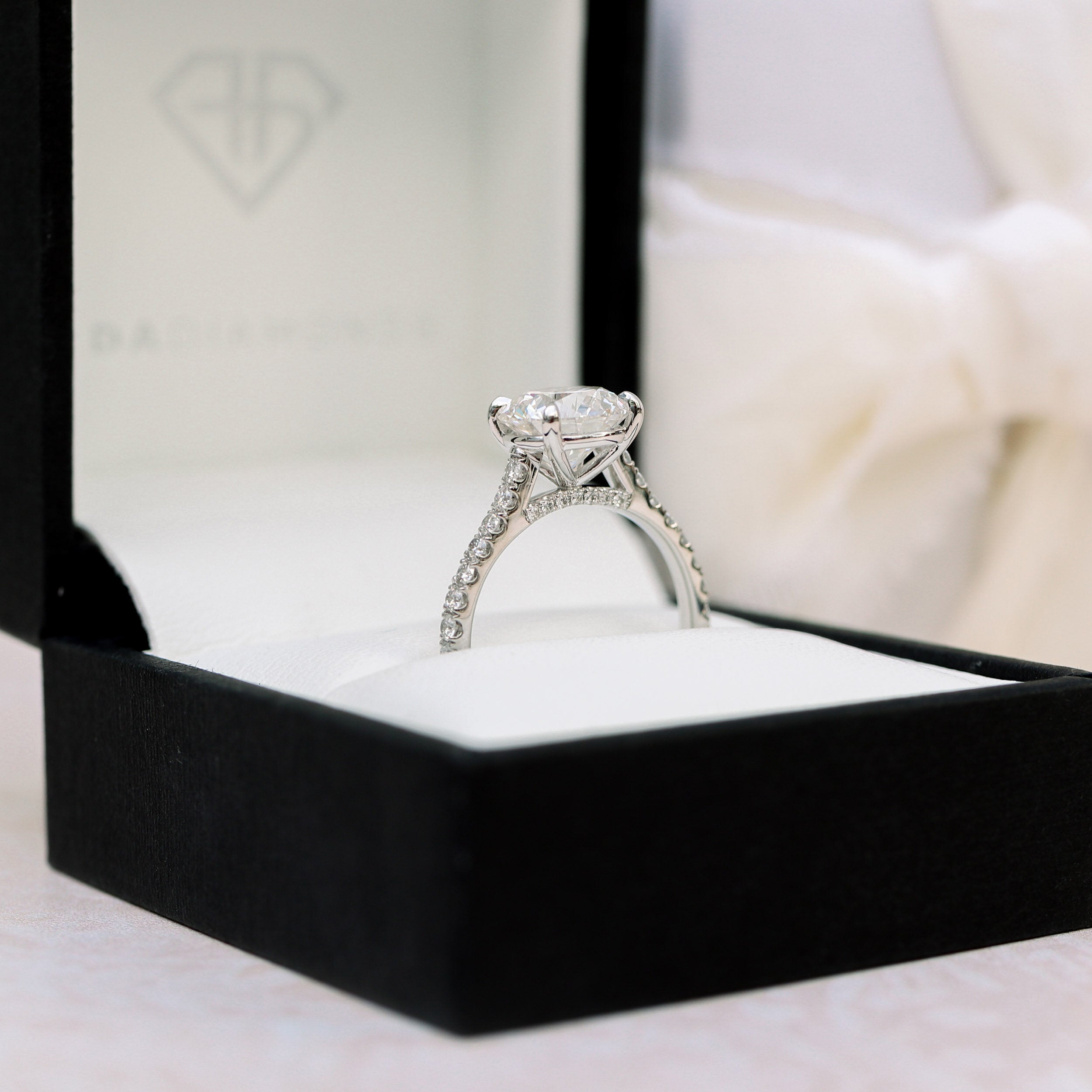 Pave Moissanite Engagement Ring