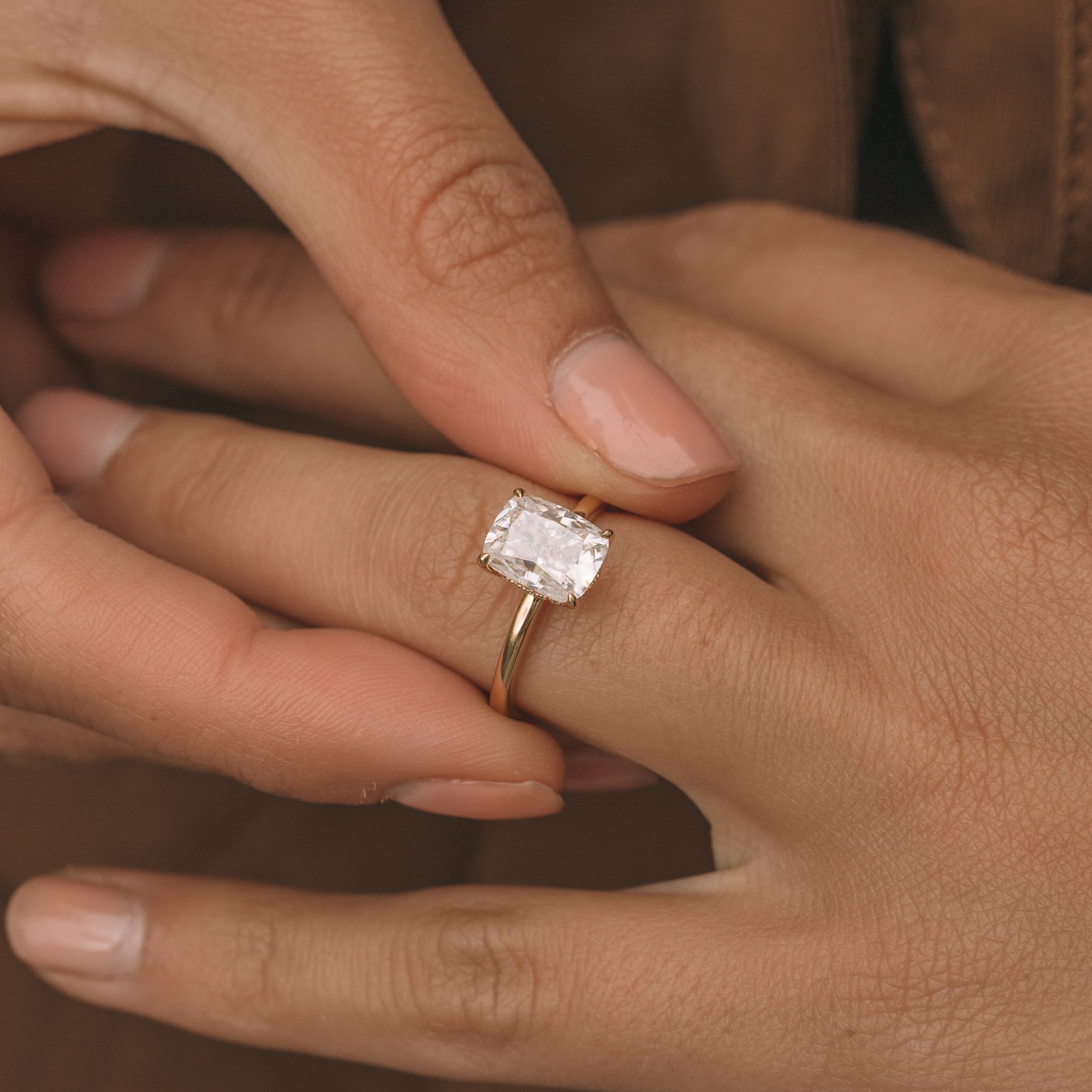 2ct Elongated Cushion Moissanite Ring
