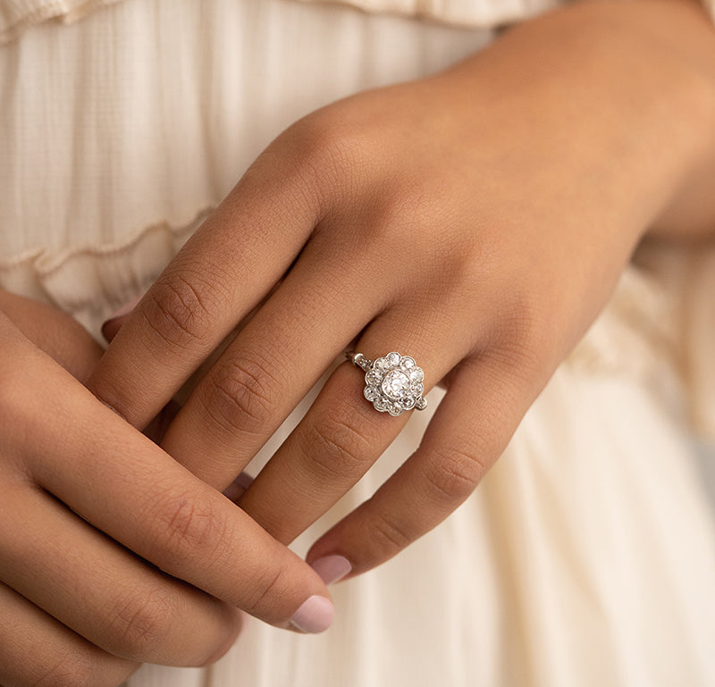 Cushion Old Mine Cut Moissanite Ring