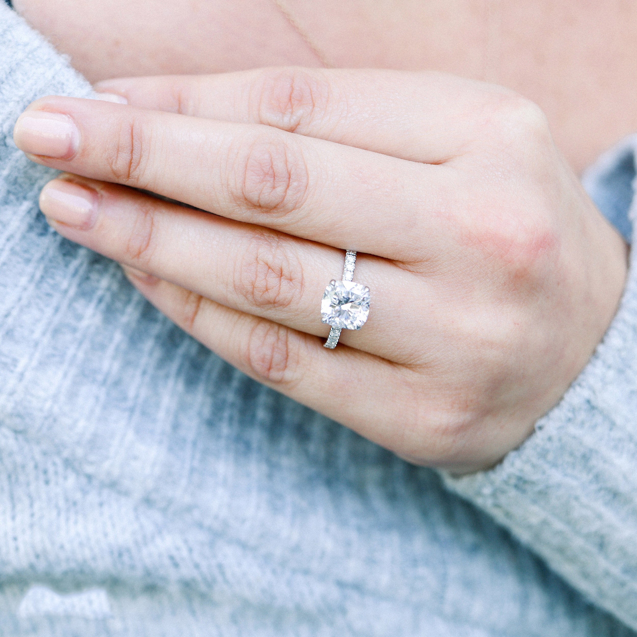 Cushion Cut Moissanite Ring