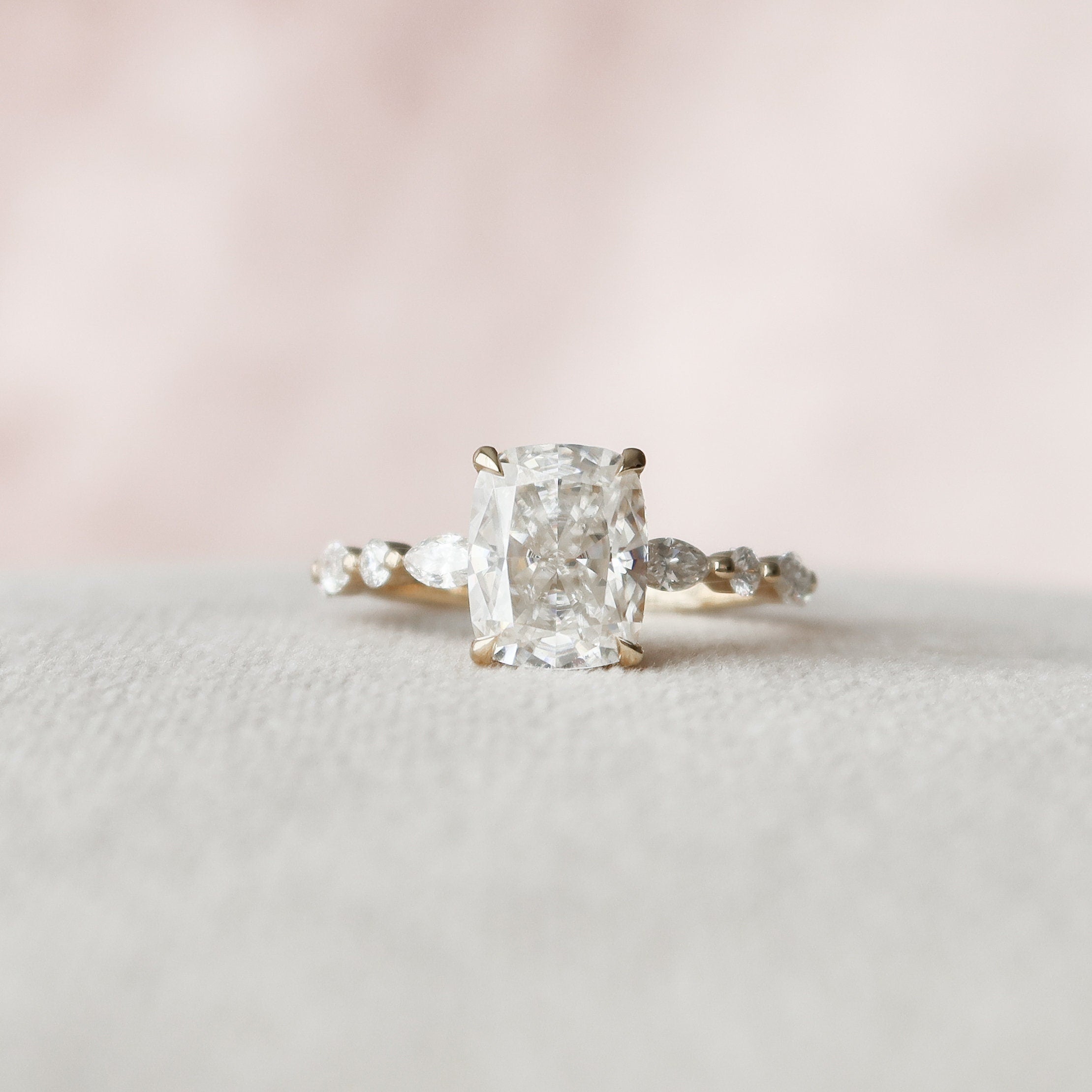 Cushion Cut Moissanite Ring