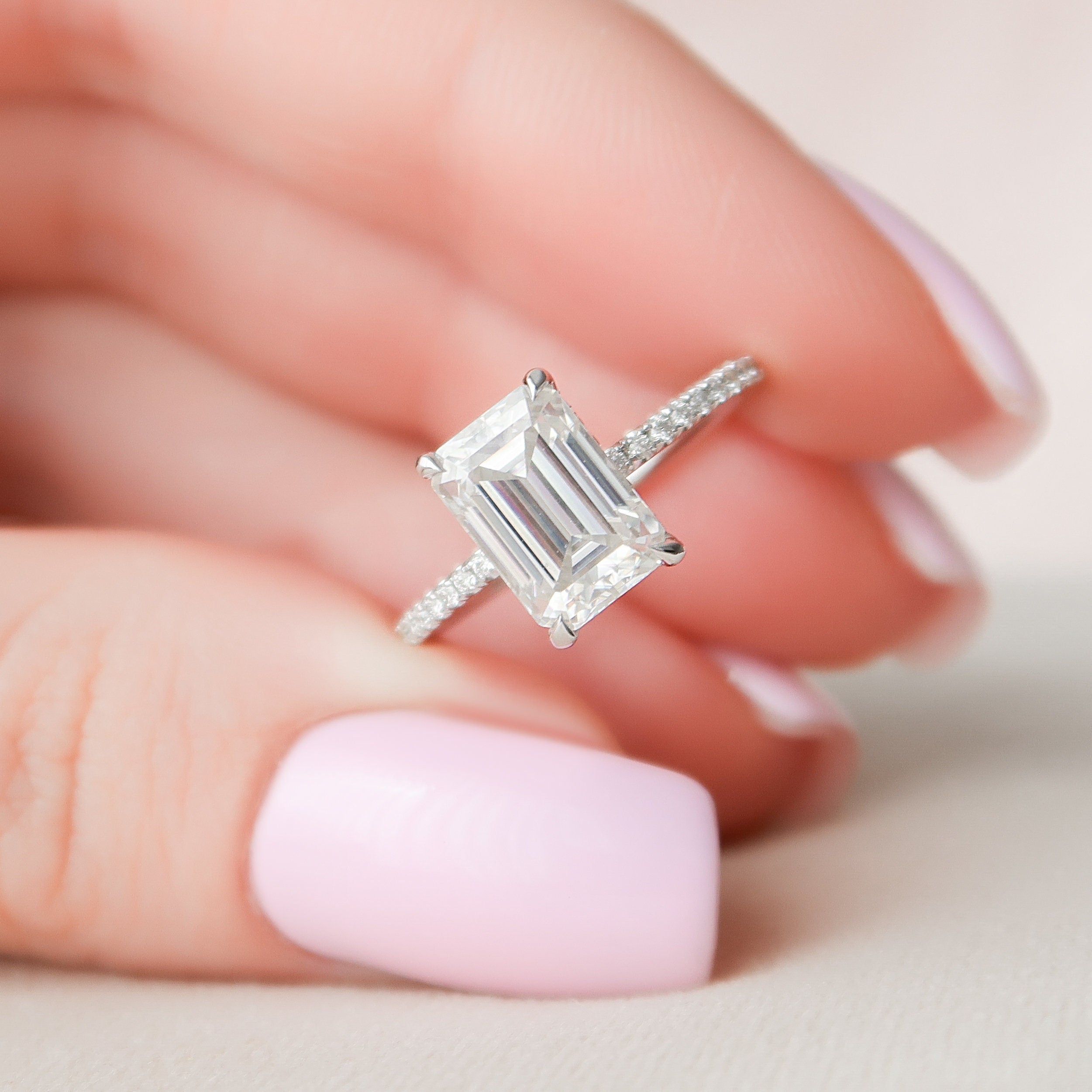 Emerald Cut Moissanite Ring
