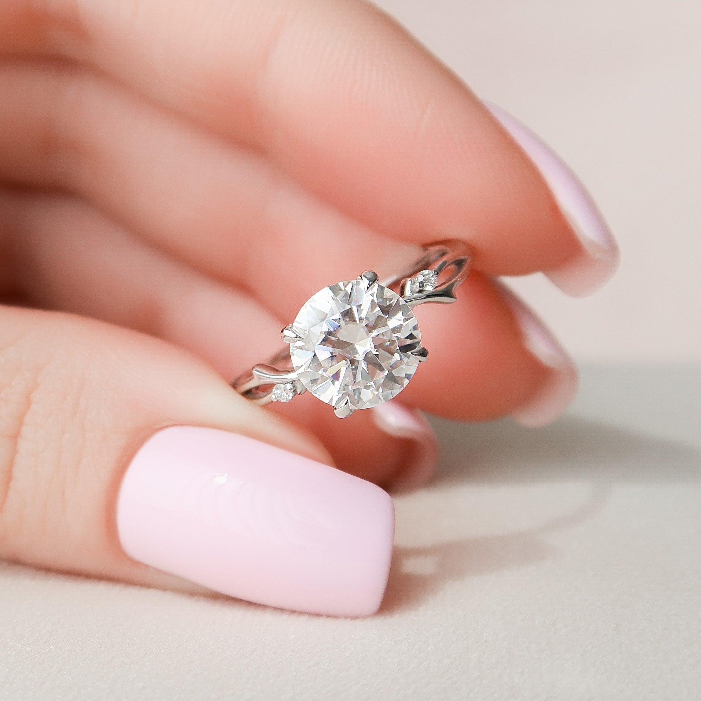 Nature Inspired Moissanite Engagement Ring